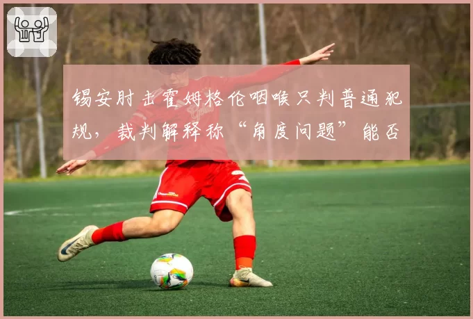 锡安肘击霍姆格伦咽喉只判普通犯规,裁判解释称“角度问题”能否服众?